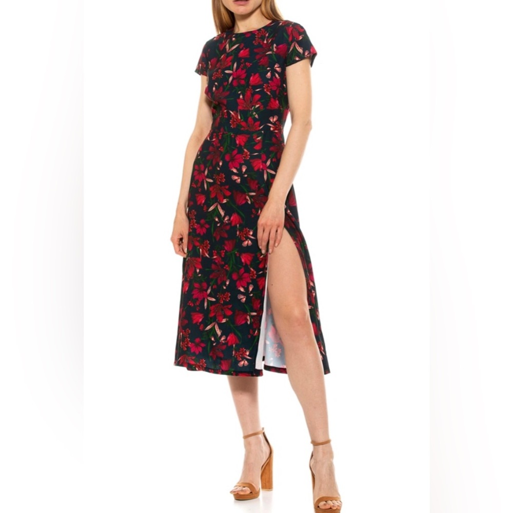 Alexia Admor, Size 10, Jewel Tone Colors - Reds with Navy Background